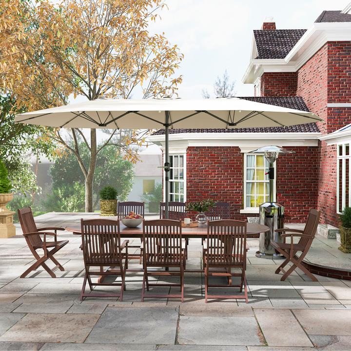 Produktbild Outsunny Doppelsonnenschirm Stahl, Polyester Beige (2.60 m)