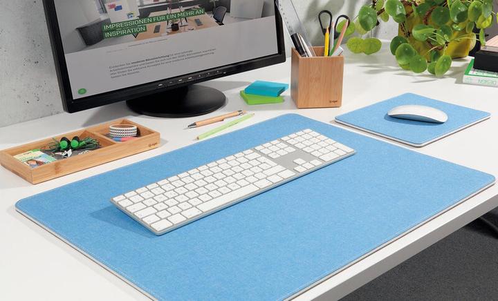 Actual product image Sigel Mouse Pad Eyestyle, light blue-dark grey, white middle layer and stitching, recycled PET, recycled P