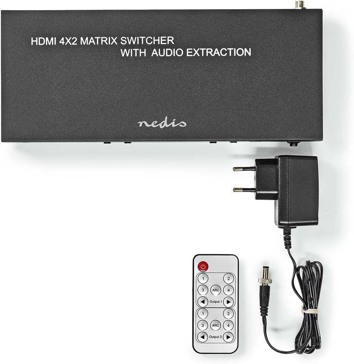 Actual product image Nedis HDMI ™ Matrix Switch | 4x 2-Port port(s) | 4x HDMI™ Input | 2x 3.5 mm / 2x HDMI™ Output /