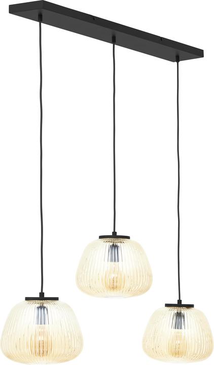 Productafbeelding Brilliant Kaizen hanglamp 3-lichts amber/zwart mat (E27)