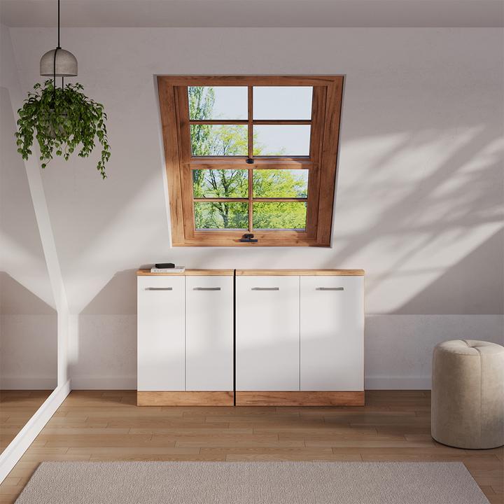 Produktbild Vichy Dachschrägenschrank Rion, Goldkraft Eiche/Weiss Hochglanz, mit 2 Türen (46 x 46 x 81.60 cm)