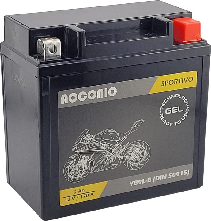 Actual product image Acconic Sportivo GEL YB9L-B Motorradbatterie 9 Ah 12V (DIN 50915) (12 V, 9 Ah)
