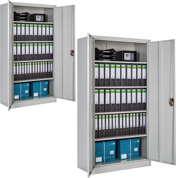 tectake 2x Filing cabinet with 5 shelves (40 x 90 x 180 cm)