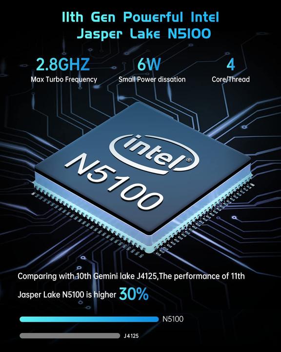 Produktbild NiPoGi JK06 Mini PC Lüfterlos (Celeron N5100, 8GB Ram, 256GB M.2)