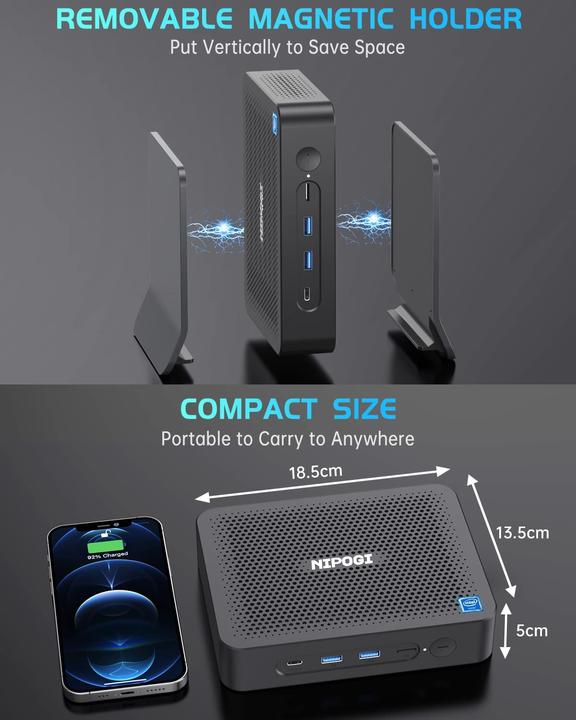 Produktbild NiPoGi JK06 Mini PC Lüfterlos (Celeron N5100, 8GB Ram, 256GB M.2)