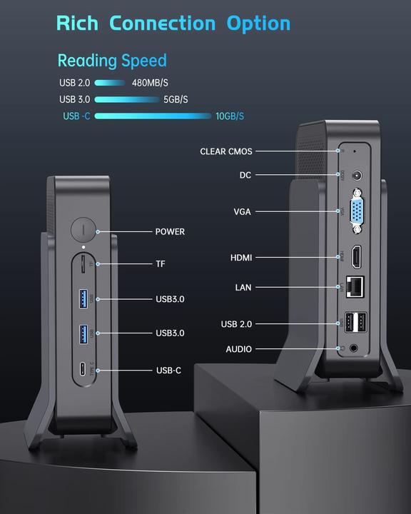 Produktbild NiPoGi JK06 Mini PC Lüfterlos (Celeron N5100, 8GB Ram, 256GB M.2)
