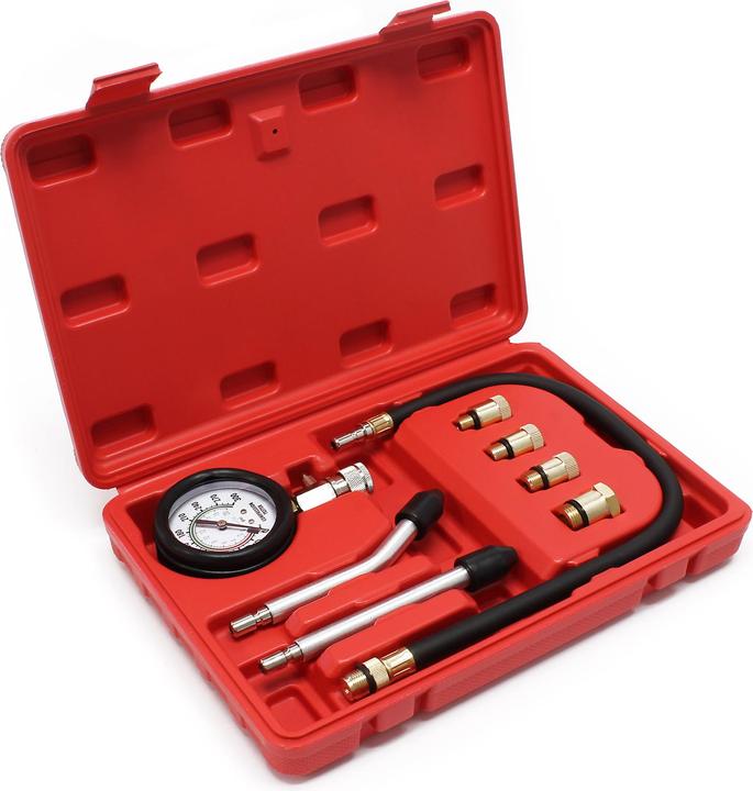 Produktbild Wiltec Kompressionsmessgerät 0-20 bar PKW/ LKW Benzinmotoren Set 9tlg. Messgerät