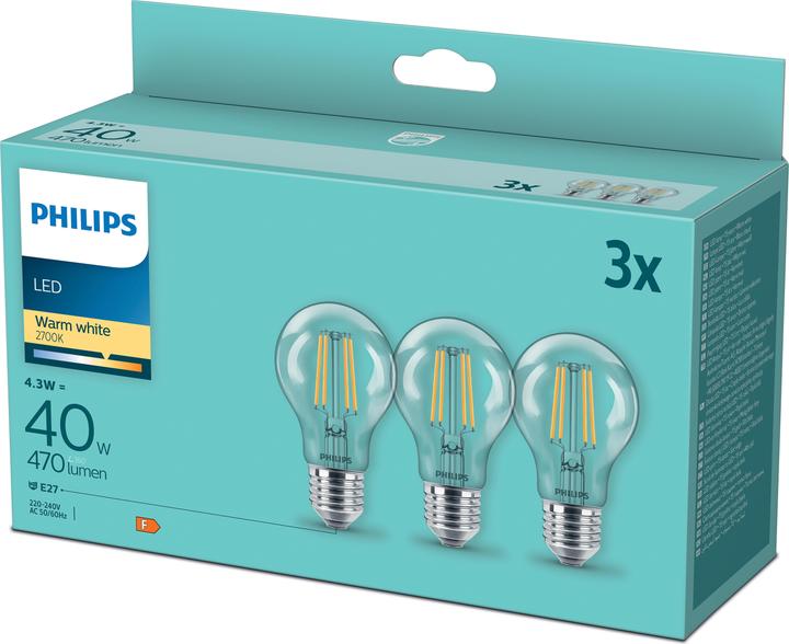 Actual product image Philips Lamp (E27, 4.30 W, 470 lm, 3 x, F)