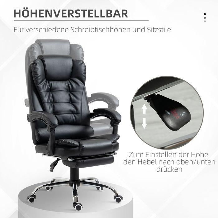 Produktbild Swisshandel24 Bürostuhl mit Fussstütze, Schreibtischstuhl, verstellbare Rückenlehne, höhenverstellbar, Schwarz