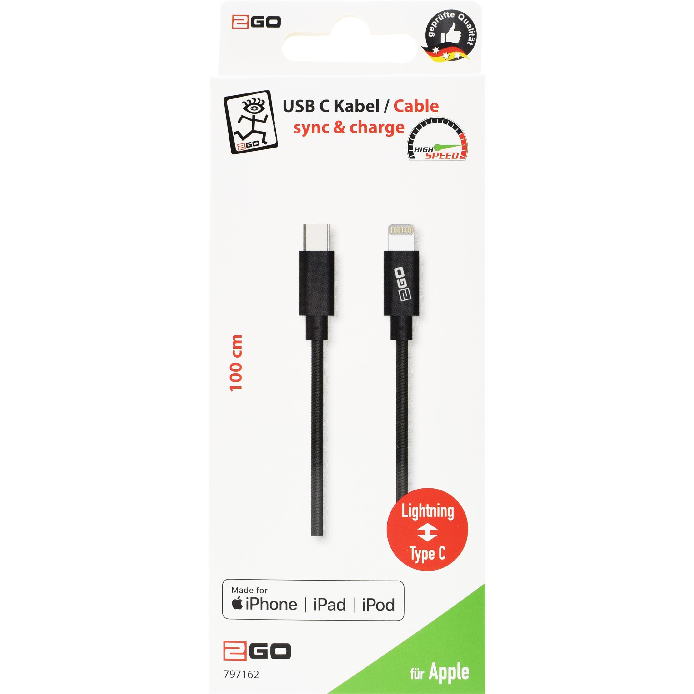 Thumbnail - 2GO 797162 USB Kabel USB C Lightning (1 m, USB 3.1), USB Kabel