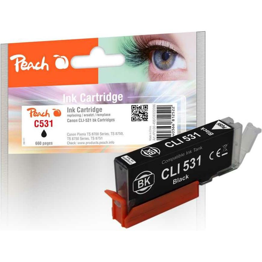 Peach, Druckerpatrone, Canon Patrone CLI-531, 6118B001 photo black kompatibel