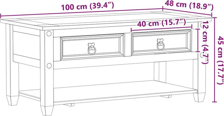 Image du produit vidaXL Couchtisch (100 x 48 x 45 cm)
