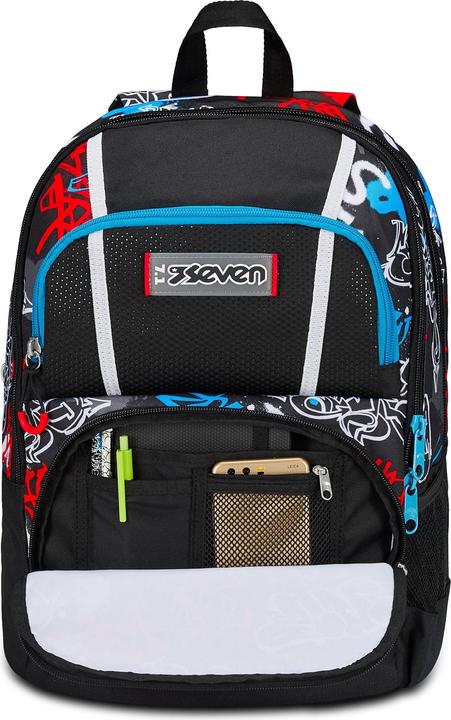 Actual product image Seven Adavanced Pockets Black Red School Backpack (33 l)