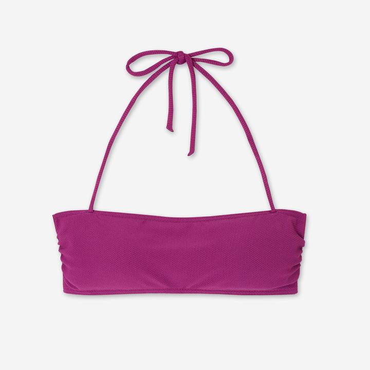 Olaian Bikini-Oberteil Bandeau Damen strukturiert Laura violett