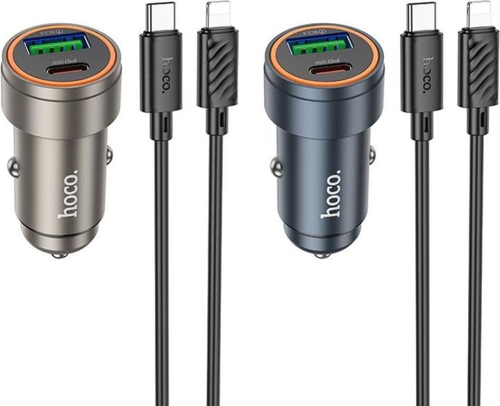 Produktbild Hoco Auto charger Car charger USB A + USB C QC3.0 PD 30W + cable USB C to Lightning Z57A black