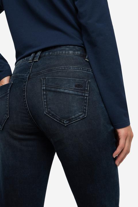 Image du produit Laurasøn Jeans, Straight Fit, 5-Pocket, Saum-Umschlag mit Schriftzug (44)