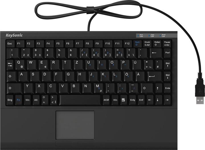 Actual product image KeySonic TAS ACK-540U+ Corded (DE) MINI Touchpad SoftSkin bw (DE, Cable)