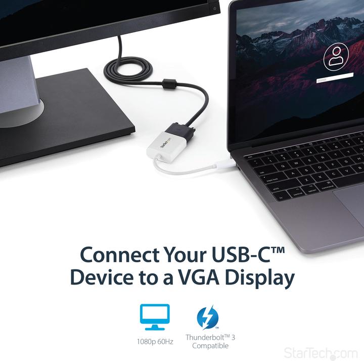 Actual product image StarTech USB-C To VGA Adapter - White (VGA, 1750 cm)