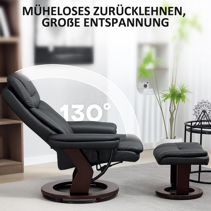 Image du produit Homcom Relaxsessel mit Hocker Kunstleder Schwarz