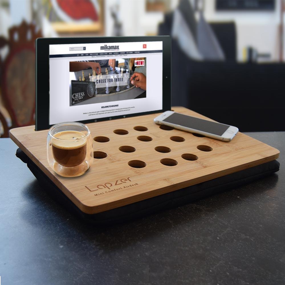Thumbnail - TOP Mini Laptop- und Tablethalter, Notebook Ständer, Schwarz, Braun