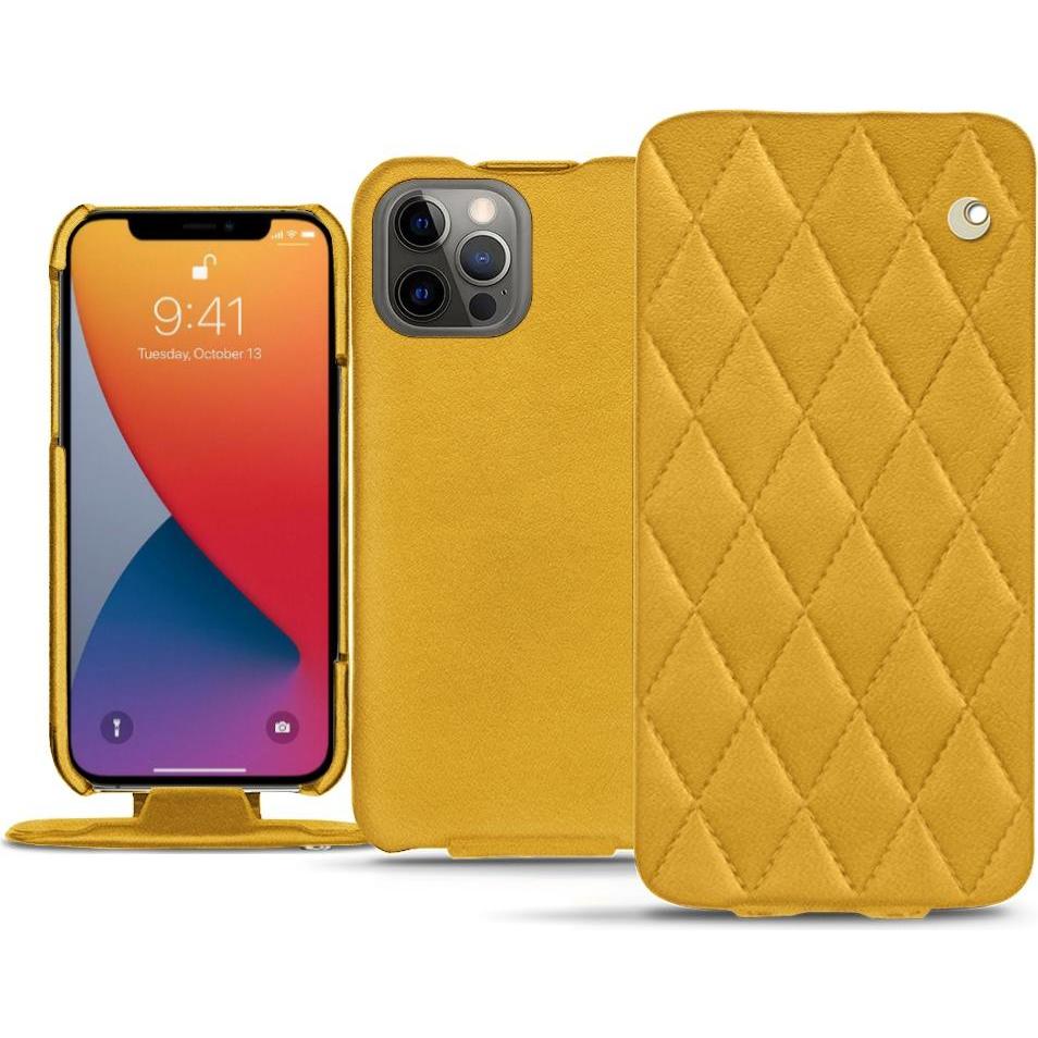 Noreve Lederschutzhülle vertikal (Apple iPhone 13 Pro Max), Smartphone Hülle, Orange