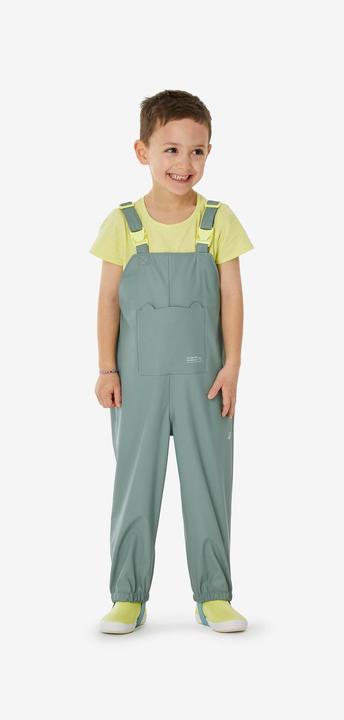 Quechua Regenhose Latzhose Kinder wasserdicht Wandern - MH900 grün (122)