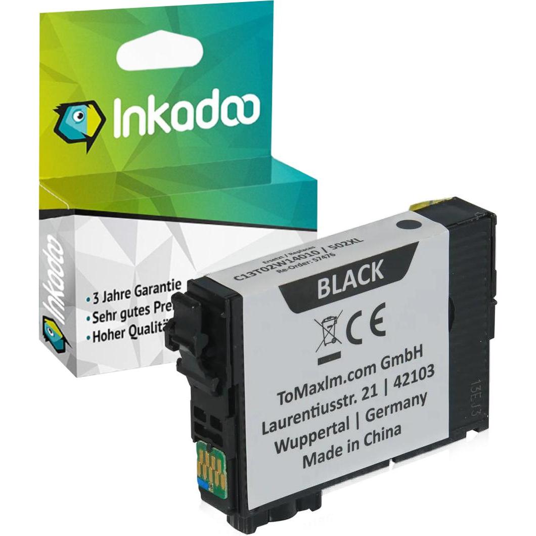 Inkadoo, Druckerpatrone, Druckerpatronen kompatibel zu Epson C13T02W14010 / 502XL Tintenpatrone, schwarz Schwarz (BK)