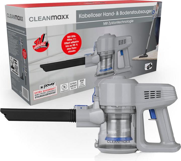 Immagine prodotto CleanMaxx Akku-Hand- und Stielsauger Blau/Hellgrau