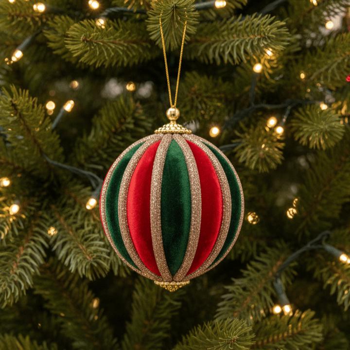 Actual product image Mon Chouchou Weihnachtskugel Samt rot grün gold