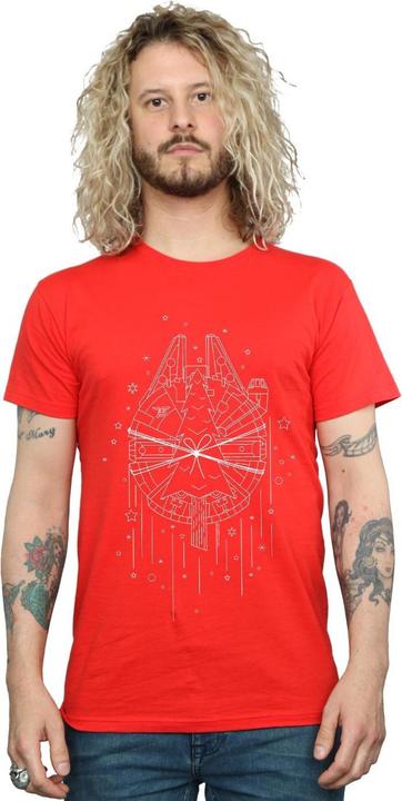 Actual product image Star Wars Mens Millennium Falcon Christmas Tree Delivery T-Shirt (M)