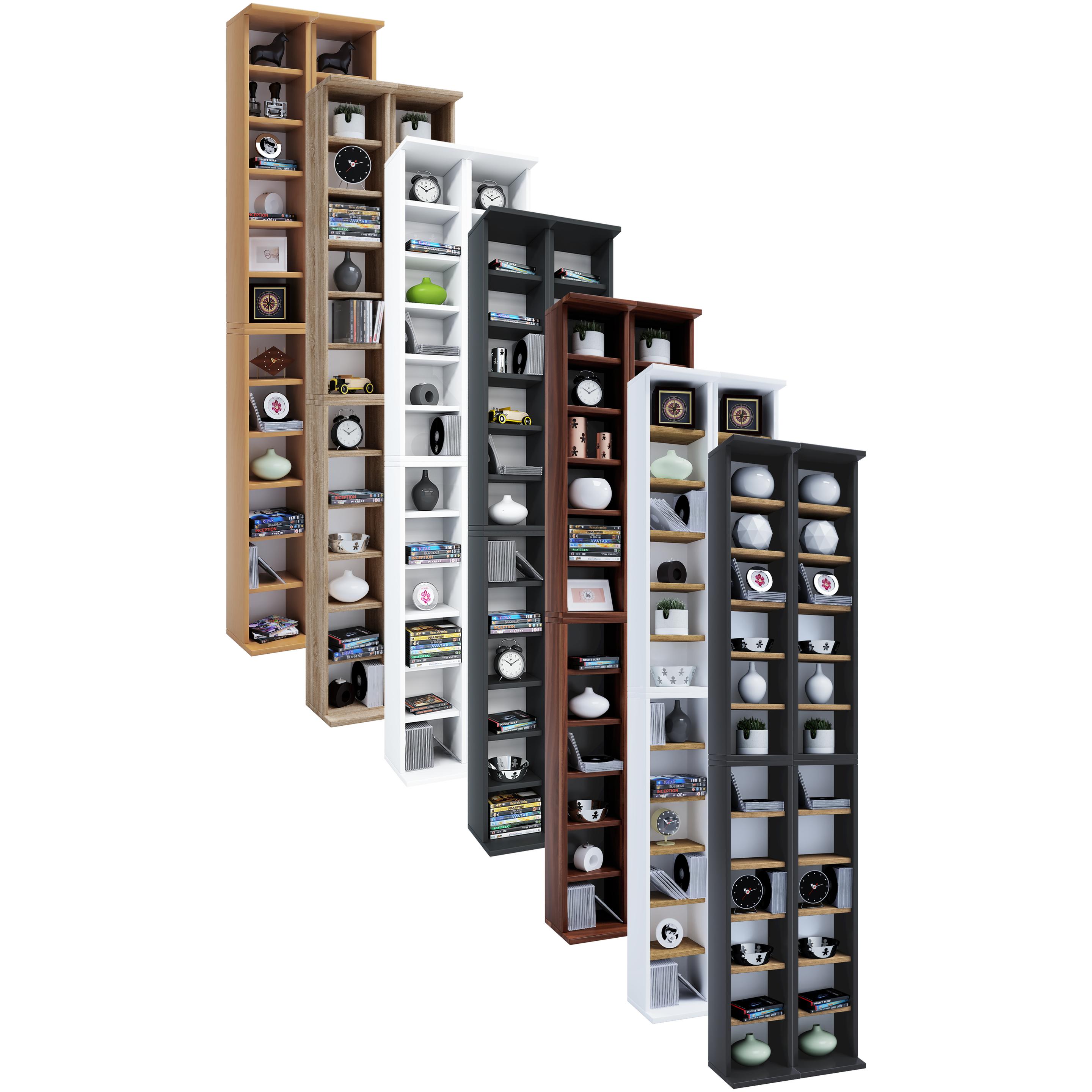 VCM, Regal, Holz CD DVD Stand Regal Almera (42 x 20 x 180 cm)