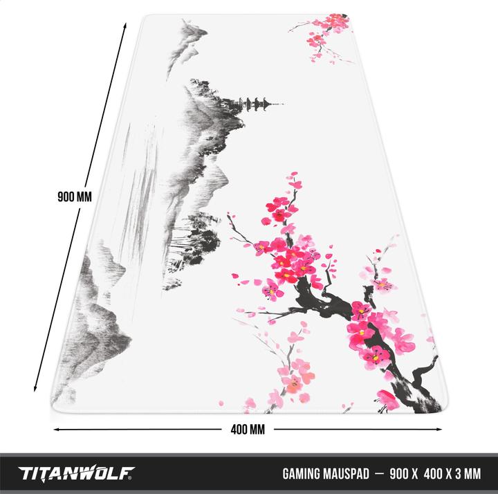Actual product image Titanwolf Gaming Mouse Pad, 900 x 400mm XXL Speed Gaming Mouse Mat, Mousepad Extra Large Surface, Ink Sakura (XXL)