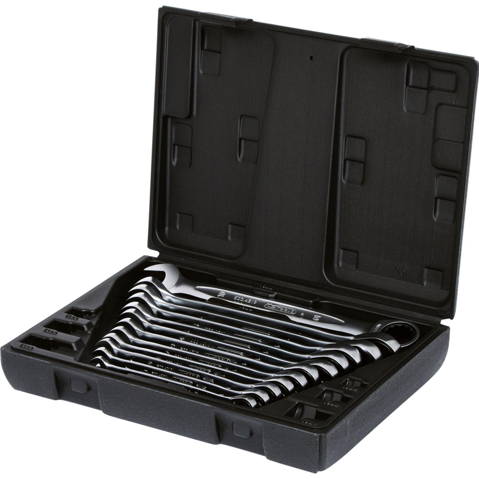 KS Tools, Schraubenschlüssel, GEARplus Ratschenringmaulschlüssel-Satz. 12-tlg. (19 mm, 8 mm, 10  mm, 14 mm, 18 mm, 11 mm...