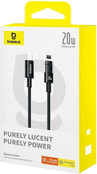 Produktbild Baseus Gem USB-C zu iP Schnellladekabel 2 m 20 W Schwarz (2 m, 20 W)