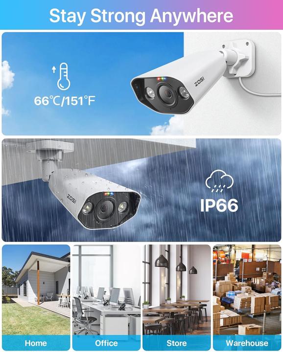 Image du produit Zosi 5MP Überwachungskamera-Set mit 2-Wege Audio, Personen- und Fahrzeugerkennung (2560 x 1920 pixels)