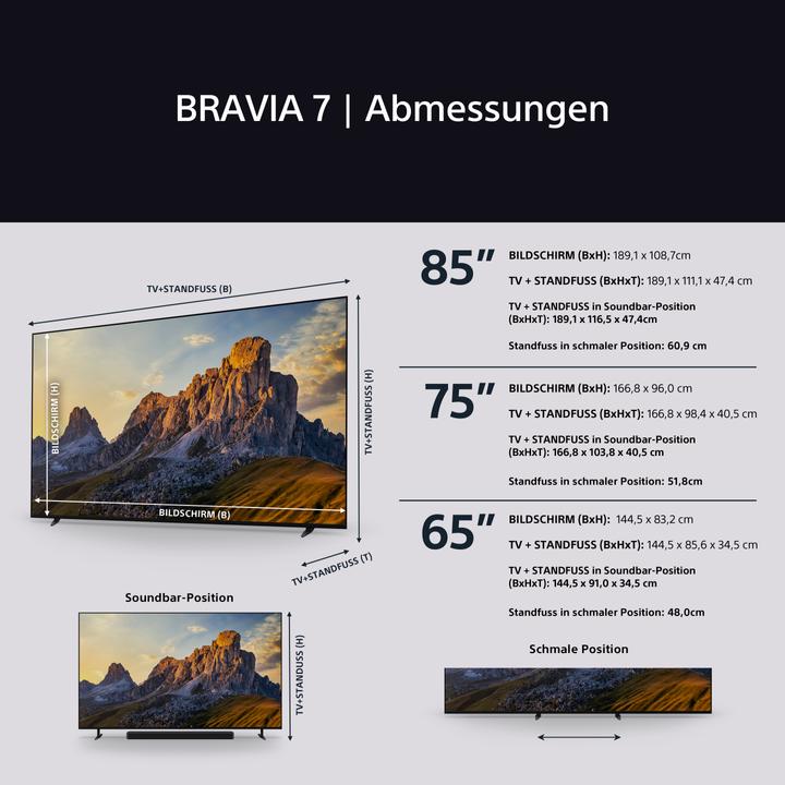 Image du produit Sony K-65XR70AEP (65", Bravia 7, Mini-LED, 4K, 2024)