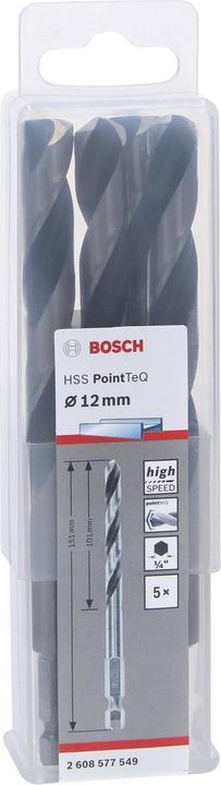 Produktbild Bosch Professional Zubehör HSS PointTeQ Sechskantbohrer 12,0 mm, 5-tlg. (12 mm)