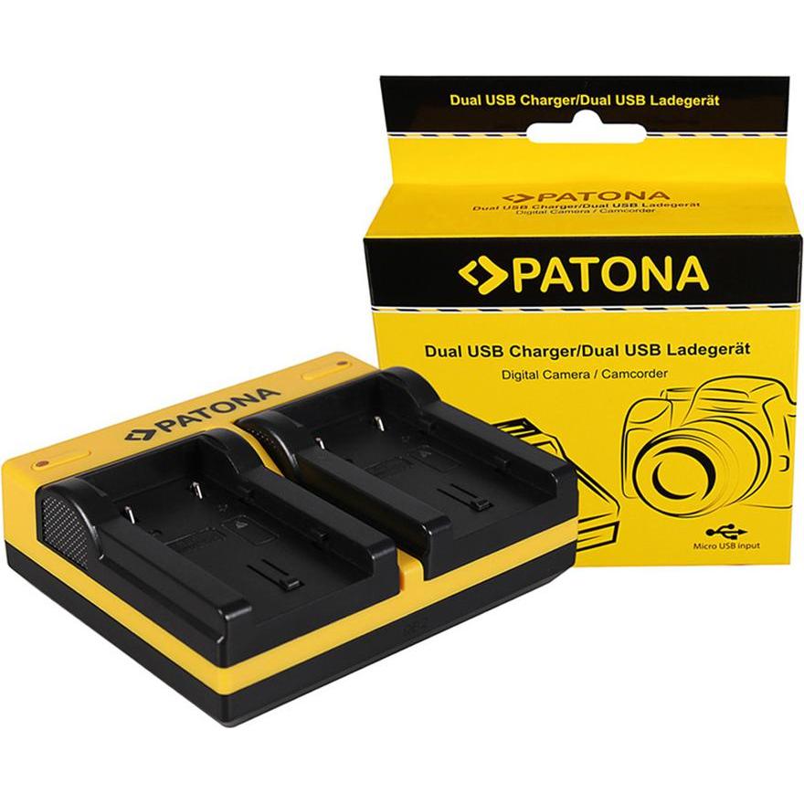 Patona Caricabatterie doppio per JVC BN-VF808U GR-D DRD818 DR-D818 GRD720 GR-D720 GRD720E incluso (Caricabatterie per fotocamere), Alimentatore fotoca