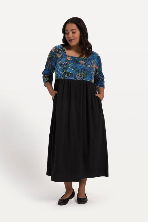 Produktbild Ulla Popken Jerseykleid, A-Line, Empirenaht, Taschen, Carree-Ausschnitt, 3/4-Arm (46, 48)