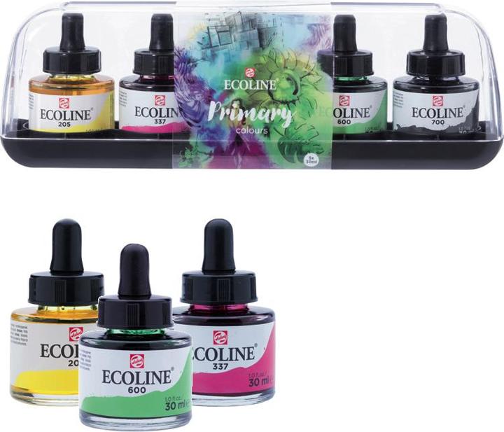 Produktbild Talens Ecoline Set (Zitronengelb, Magenta, Sky Blue, Green, Black, 150 ml)