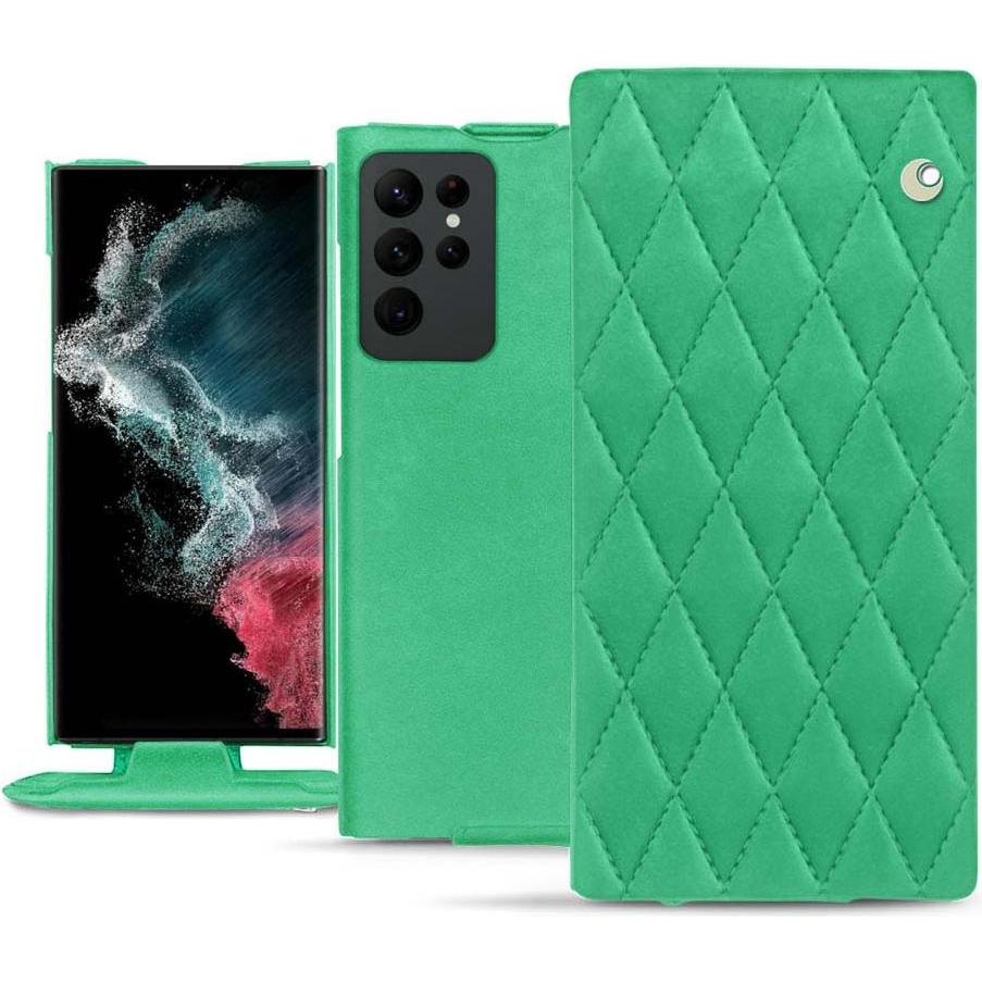 Noreve Lederschutzhülle vertikal (Samsung Galaxy S22 Ultra), Smartphone Hülle, Grün
