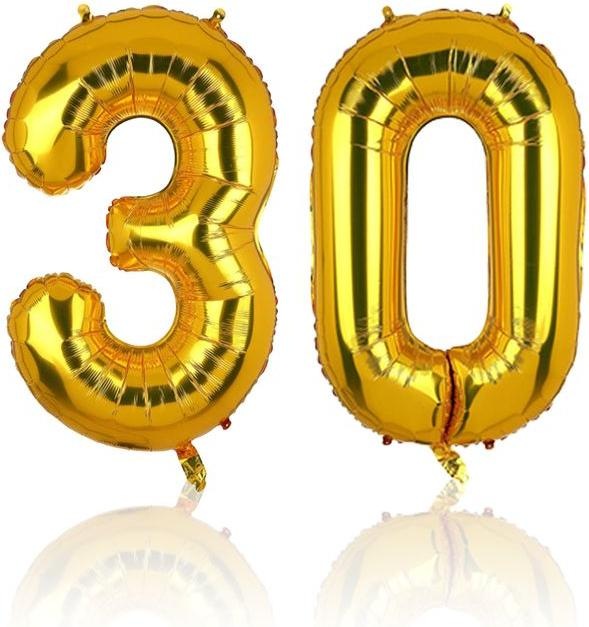 Immagine prodotto Hermex Palloncino numero 30 Pallone in foil dorato palloncino ad elio pallone 40cm