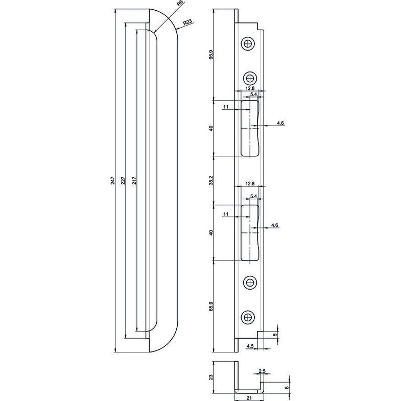 MSL, Türgriff + Fenstergriff, Einfrässchliessblech B-40341 (Türschild)