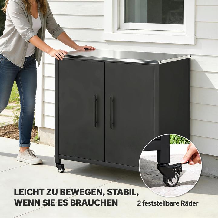 Produktbild Outsunny Gartenschrank Metall, Edelstahl Schwarz