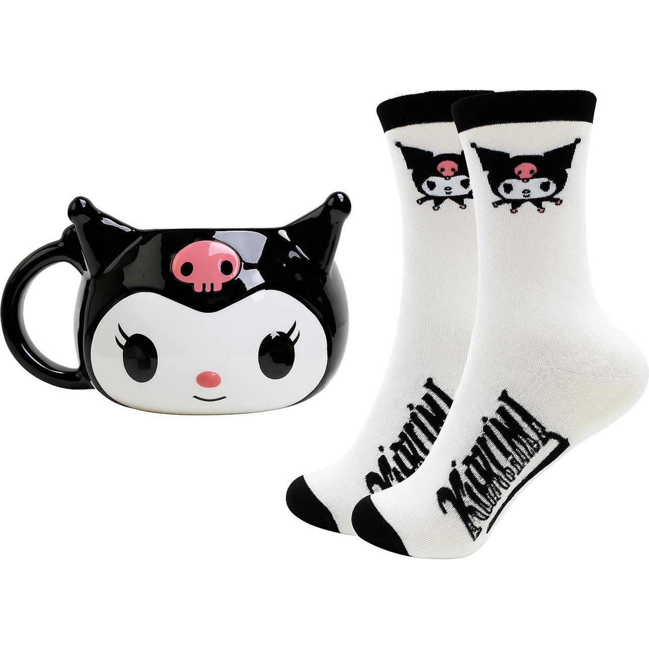 Blue Sky BlueSkyStudios Sanrio Tasse mit Socken Kuromi 3D, Tazza, Bianco