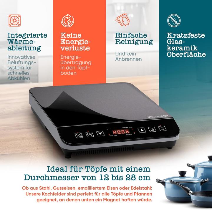Produktbild Stillstern Induktionskochplatte mit Timer und Booster-Modus