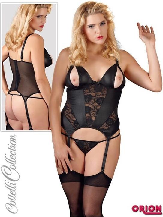 Productafbeelding Cottelli Collection Jarretel chemise met open cups (3XL)