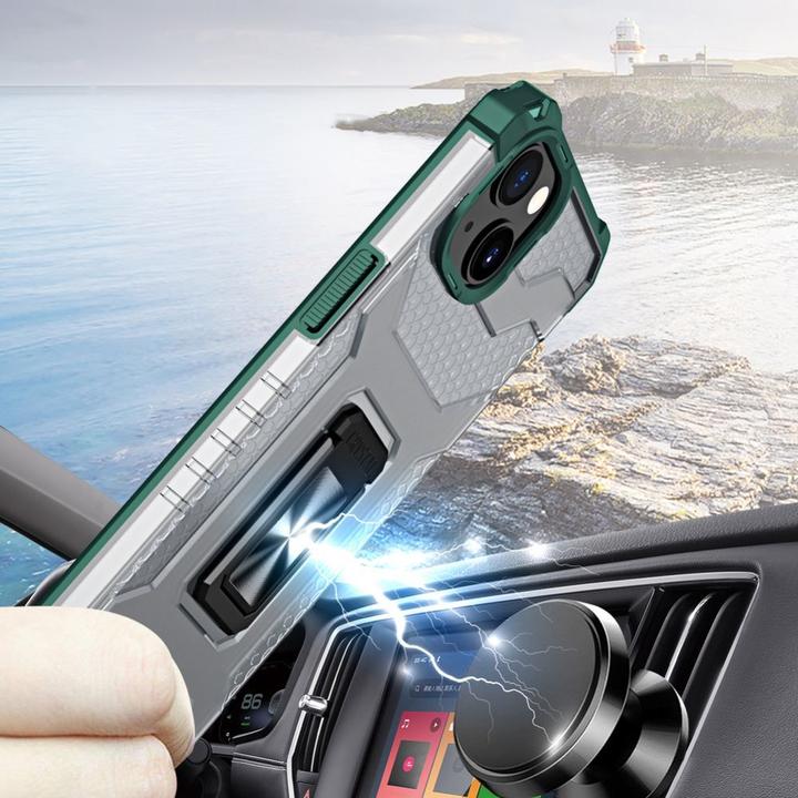 Produktbild Hurtel Crystal Ring Case Kickstand Tough Rugged Cover for iPhone 13 green (Apple iPhone 13)