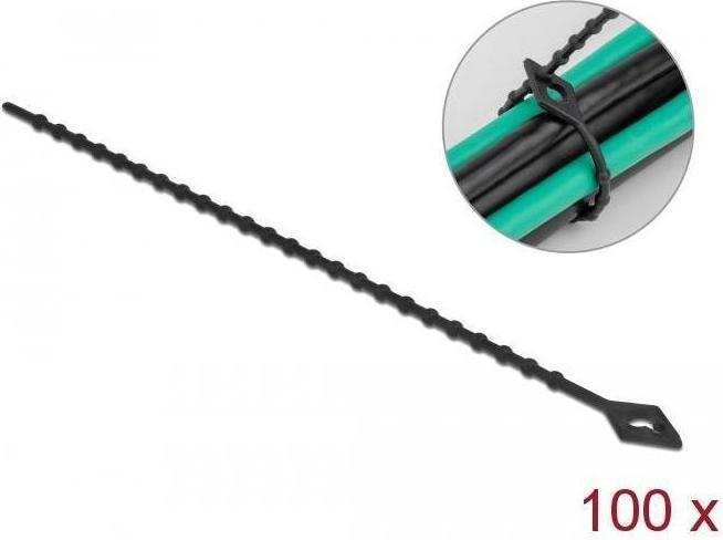 Produktbild Delock Blitzbinder wiederverwendbar L 150 x B 2,4 mm schwarz 100 Stück (Kunststoffkabelbinder, 150 mm, 100 Stk.)