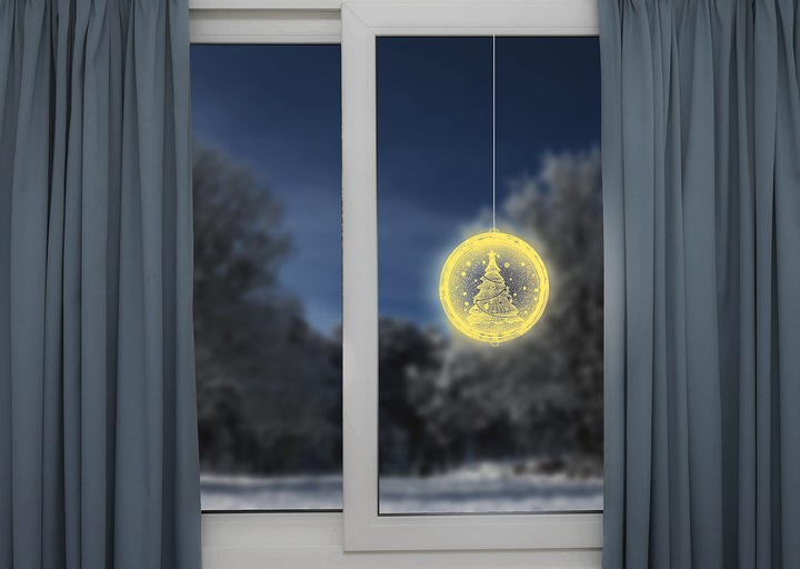 Produktbild Lunartec Weihnachtliches Fenster-Licht mit Weihnachtsbaum-Motiv, Ø 16 cm